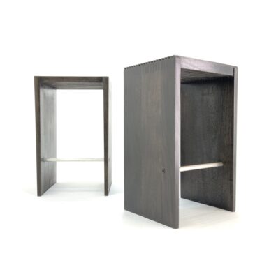 Custom made wooden stools and sidetables designed for Longrain restaurant